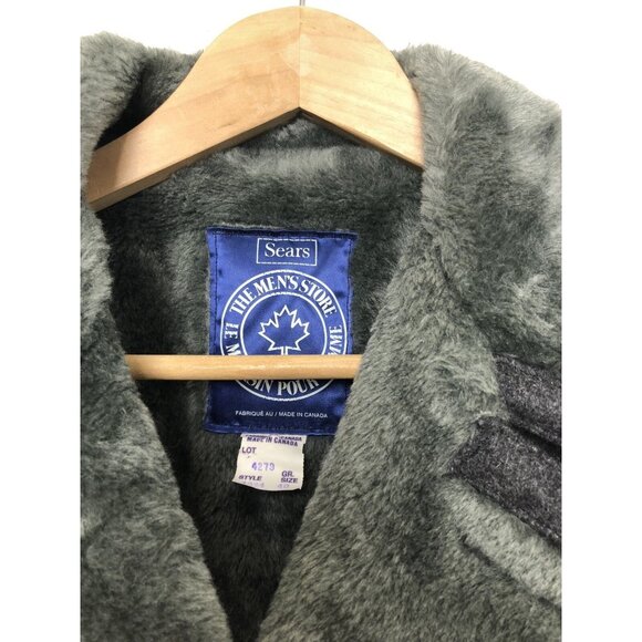Vintage Sears Mens 40 M Faux Fur Lined Wool Overcoat Mid Length Coat Mint - Picture 5 of 8